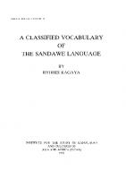 A Classified Vocabulary of the Sandawe Language.