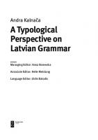 A Typological Perspective on Latvian Grammar
 9783110411317, 9783110411300
