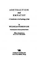 Abstraction and Empathy: A Contribution to the Psychology of Style
 9781566631778