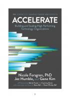 Accelerate: building and scaling high performing technology organizations [First edition]
 9781942788331, 1942788339