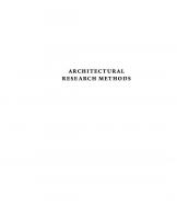 Architectural research methods
 9780471333654, 0471333654