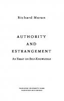 Authority and Estrangement: An Essay on Self-Knowledge [Core Textbook ed.]
 9781400842971