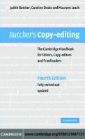 Butcher's Copy-editing: the Cambridge Handbook for Editors, Copy-editors and Proofreaders [4 ed.]
 9780521847131, 9780511250392, 0511250398, 0521847133