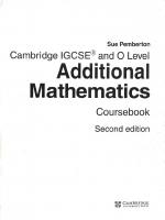 Cambridge IGCSE® and O Level Additional Mathematics Coursebook
 9781108411660, 1108411665