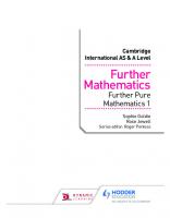 Cambridge International AS & A Level Further Mathematics Further Pure Mathematics 1
 9781510422018, 1510422013