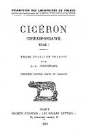 Cicerón: Correspondance, Tome I: Lettres I-LV [5 ed.]
 9782251010373