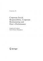 Corporate Social Responsibility, Corporate Restructuring and Firm's Performance - Empirical Evidence from Chinese Enterprises
 1576102114