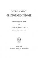 David Ricardos Grundrententheorie: Darstellung und Kritik [Reprint 2018 ed.]
 9783111644820, 9783111261836