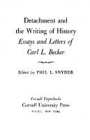 Detachment and the Writing of History: Essays and Letters of Carl L. Becker
 9781501720987