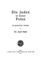 Die Juden im Zartum Polen: Ein geschichtlicher Überblick [Reprint 2020 ed.]
 9783111498454, 9783111132303