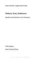 Diskurse, Texte, Traditionen: Modelle und Fachkulturen in der Diskussion
 9783737002820, 9783847102823, 9783847002826