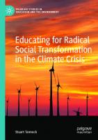 Educating for Radical Social Transformation in the Climate Crisis (Palgrave Studies in Education and the Environment)
 3030829995, 9783030829995