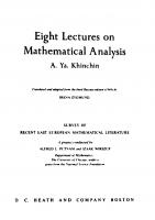Eight lectures on mathematical analysis
 1114329665, 9781114329669