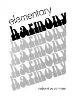 Elementary Harmony: Theory and Practice [I, Second Edition]
 0132574519, 9780132574518