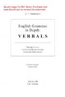 English Grammar in Depth: Verbals = Употребление неличных форм глагола в английском языке. Учебное пособие