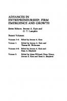 Entrepreneurial Strategic Processes (Advances in Entrepreneurship, Firm Emergence and Growth)
 076231429X, 9780762314294