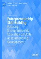 Entrepreneurship Skill Building: Focusing Entrepreneurship Education on Skills Assessment and Development
 303077919X, 9783030779191