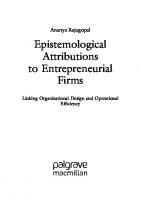 Epistemological Attributions to Entrepreneurial Firms: Linking Organizational Design and Operational Efficiency
 3030646343, 9783030646349