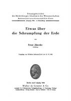 Etwas über die Schrumpfung der Erde [Reprint 2019 ed.]
 9783111561738, 9783111190785