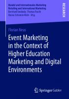 Event Marketing in the Context of Higher Education Marketing and Digital Environments (Handel und Internationales Marketing Retailing and International Marketing)
 365829261X, 9783658292614