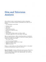 Film and Television Analysis: An Introduction to Methods, Theories, and Approaches
 2015007551, 9780415674805, 9780415674812, 9780203129968