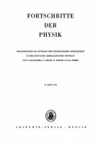 Fortschritte der Physik / Progress of Physics: Band 14, Heft 1 1966 [Reprint 2021 ed.]
 9783112492529, 9783112492512