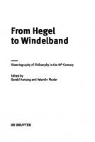 From Hegel to Windelband: Historiography of Philosophy in the 19th Century
 9783110324822, 9783110324488, 9783110554540