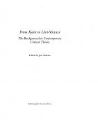 From Kant to Lévi-Strauss: The Background to Contemporary Critical Theory
 9781474472630