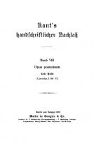 Gesammelte Schriften: Band 21 (III, Band 8/1) Opus postumum, Hälfte 1 (Convolut I bis VI) [Reprint 2020 ed.]
 9783112360101, 9783112360095