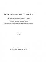 Glossarium Artis. Band 11 Index Universalis Multilingualis: Deutsch - Französisch - Englisch - Latein [Reprint 2011 ed.]
 9783110968118, 9783598116681