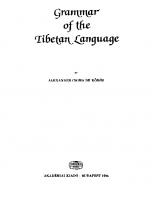 Grammar of the Tibetan Language