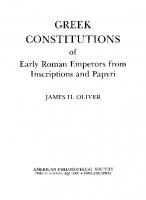 Greek Constitutions of Early Roman Emperors from Inscriptions and Papyri
 9780871691781, 0871691787