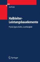 Halbleiter-Leistungsbauelemente: Physik, Eigenschaften, Zuverlässigkeit (German Edition)
 3540342060, 9783540342069