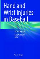 Hand and Wrist Injuries in Baseball: A Clinical Guide
 3030816583, 9783030816582