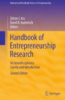 Handbook of Entrepreneurship Research: An Interdisciplinary Survey and Introduction (International Handbook Series on Entrepreneurship, 5)
 1441911901, 9781441911902