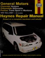 Haynes Chevrolet Venture, Oldsmobile Silhouette, Pontiac Trans Repair Manual
 1563924226, 9781563924224