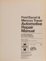 Haynes Ford Escort & Mercury Tracer Automotive Repair Manual
 156392840X, 9781563928406