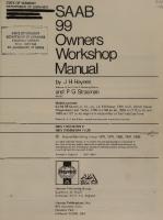 Haynes Saab 99 1969-79 All Models Owners Workshop Manual
 1850100799, 9781850100799