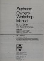Haynes Talbot/Chrysler Sunbeam 1977 to 1982 Owners Workshop Manual
 0856968072, 9780856968075