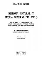 Historia natural y teoría general del cielo. Ensayo sobre la constitución y el origen mecánico del Universo, tratado de acuerdo a los principios de Newton