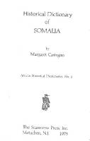 Historical Dictionary of Somalia
 0810808307