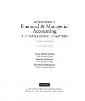 Horngren's financial & managerial accounting: the managerial chapters [Fifth edition]
 9780133851298, 1292117095, 9781292117096, 013385129X