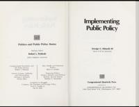 Implementing public policy (Politics and public policy series)
 0871871556, 9780871871558
