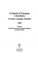 In Search of European Liberalisms: Concepts, Languages, Ideologies
 9781789202816