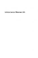 Individual Learner Differences in SLA
 9781847694355
