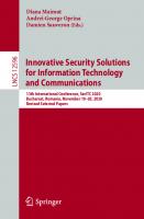 Innovative Security Solutions for Information Technology and Communications: 13th International Conference, SecITC 2020, Bucharest, Romania, November ... Selected Papers (Security and Cryptology)
 303069254X, 9783030692544