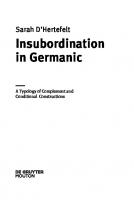 Insubordination in Germanic: A Typology of Complement and Conditional Constructions
 9783110548686, 9783110546637