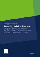 Investing in Microfinance: Integrating New Asset Classes into an Asset Allocation Framework Applying Scenario Methodology
 9783834925671, 3834925675