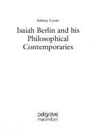 Isaiah Berlin and his Philosophical Contemporaries
 3030731774, 9783030731779