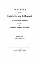 Jahrbuch über die Fortschritte der Mathematik: Band 9 Jahrgang 1877 [Reprint 2020 ed.]
 9783112361740, 9783112361733